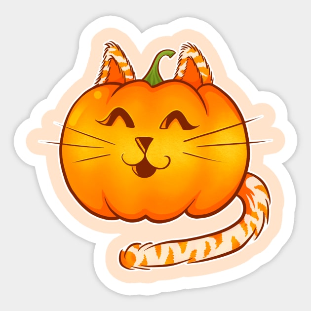 Pumpkin Kitty Sticker by Leonie Jonk